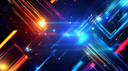Fototapeta premium Abstract glowing lines intersect, dynamic energy, dark background, ideal for technology or design