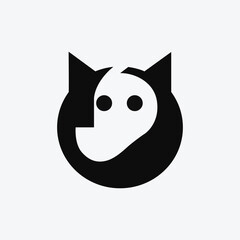 Simple Cute Cat Logo Design Vector Illustration
