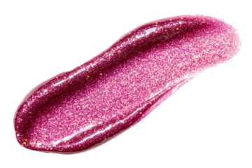 Pink lip gloss with glitter on it, isolated