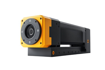 Fototapeta premium A Powerful Precision Camera System Ready For Industrial Automation Tasks With A Sleek Black And Gold Design Isolated on Transparent Background