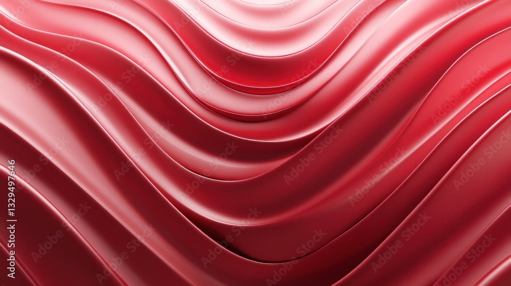 Poster smooth red waves with glossy texture in background