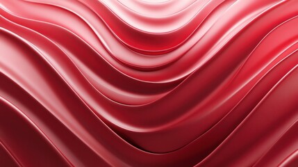 Obraz premium Smooth red waves with glossy texture in background