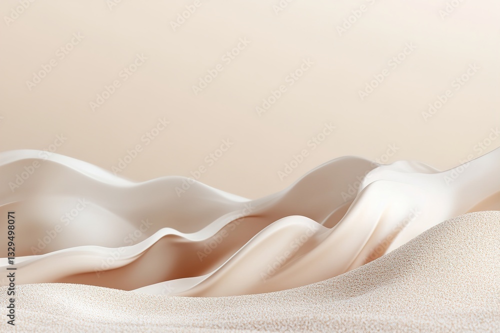 Poster gentle waves of soft beige and cream create a calming border, fading into a neutral gradient. the de