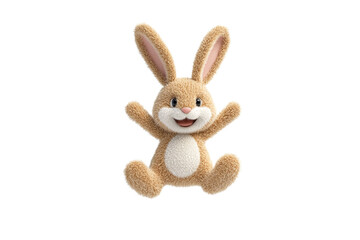 Obraz premium Stuffed rabbit is sitting on a white background, isolated