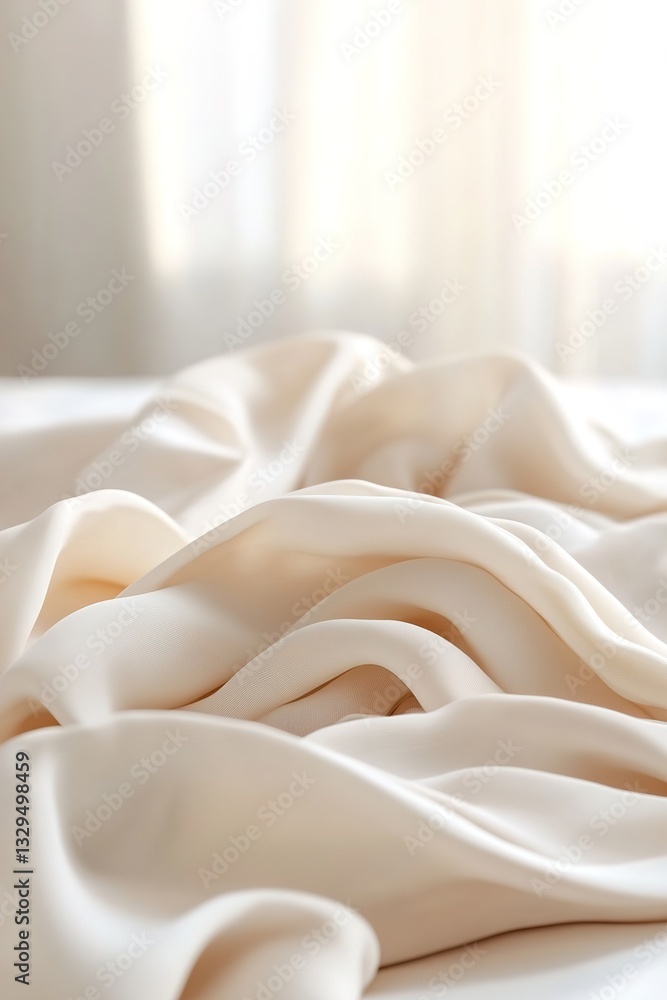 Poster A gentle abstract wave pattern in soft beige and cream tones flows smoothly across the surface, complemented by a neutral gradient that offers space for text and enhances a calming aesthetic