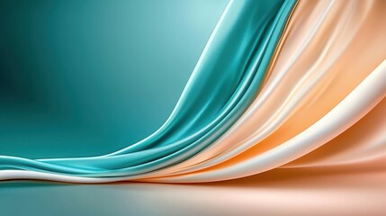 Elegant cascading fabric layers in teal peach and white hues