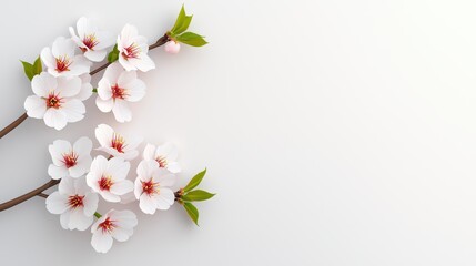 Fototapeta premium Elegant Cherry Blossom Branch on White Background for Spring Theme