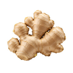 Isolated ginger root on transparent background, close-up studio shot, perfect for culinary design and healthy eating content
