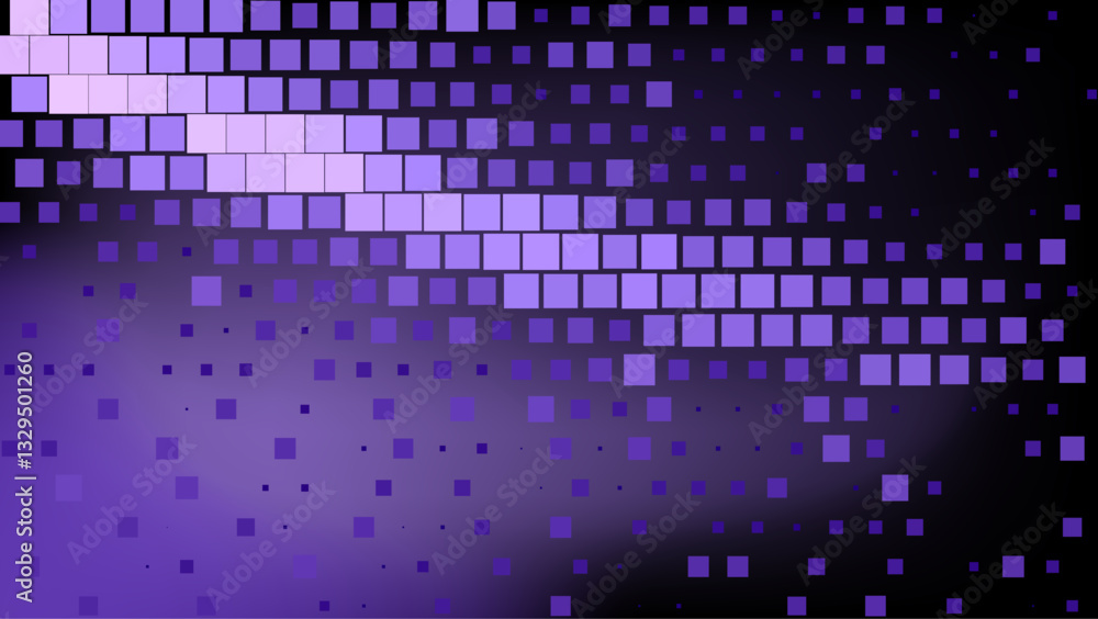 Poster Dark abstract background with various purple squares scattered across. This digital-themed pattern conveys a sense of mystery and modern technology.