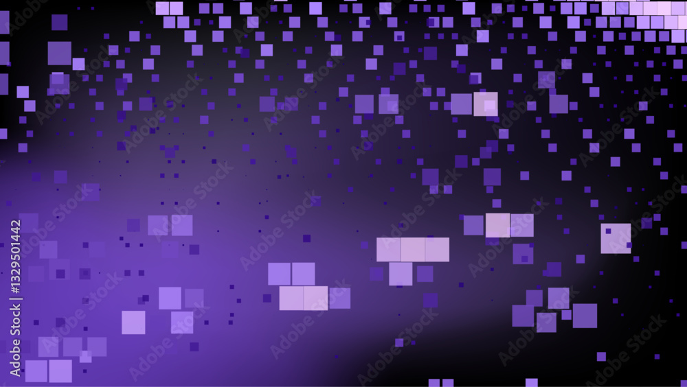 Fototapete dark abstract background with various purple squares scattered across. this digital-themed pattern c