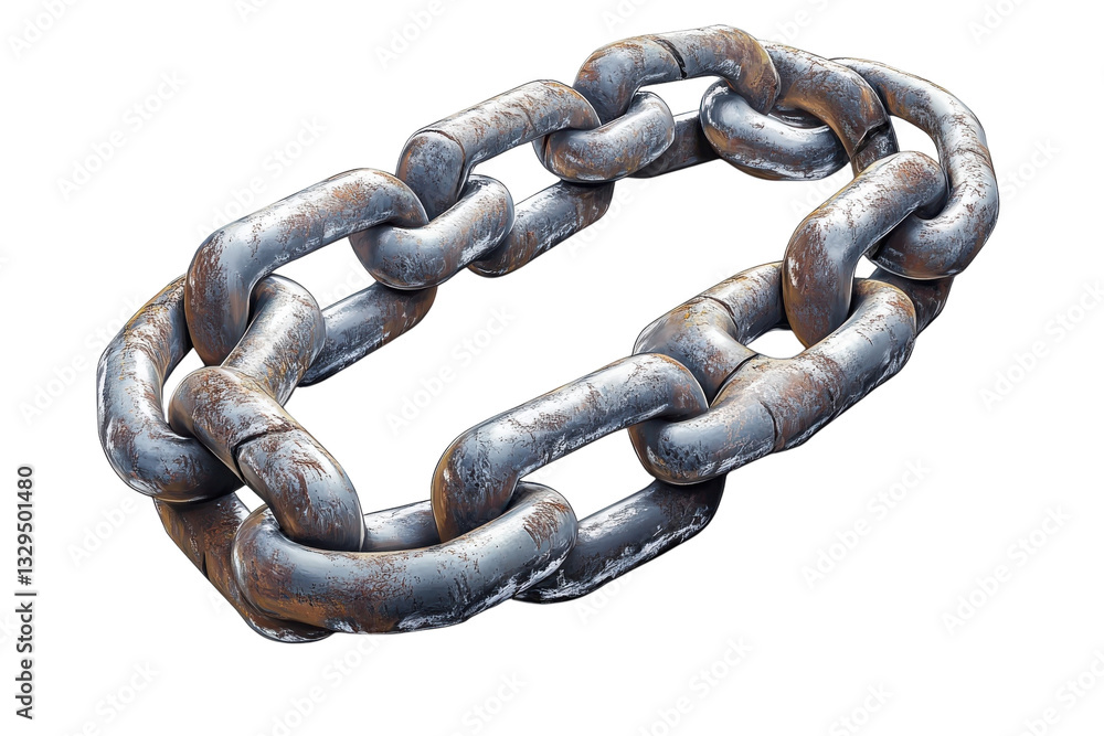 Poster a weathered metal chain, a symbol of resilience and interconnectedness, captured in a dramatic 3d re