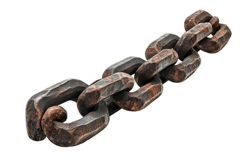 A Weathered Iron Chain, A Symbol Of Strength And Resilience, Forged In The Fires Of Time, Showing Intricate Texture And Rustic Charm Against A Stark Isolated on Transparent Background