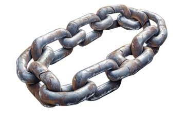 A Weathered Metal Chain, A Symbol Of Resilience And Interconnectedness, Captured In A Dramatic 3d Rendering With A Clean Isolated on Transparent Background