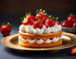 美味しそうなイチゴのショートケーキ