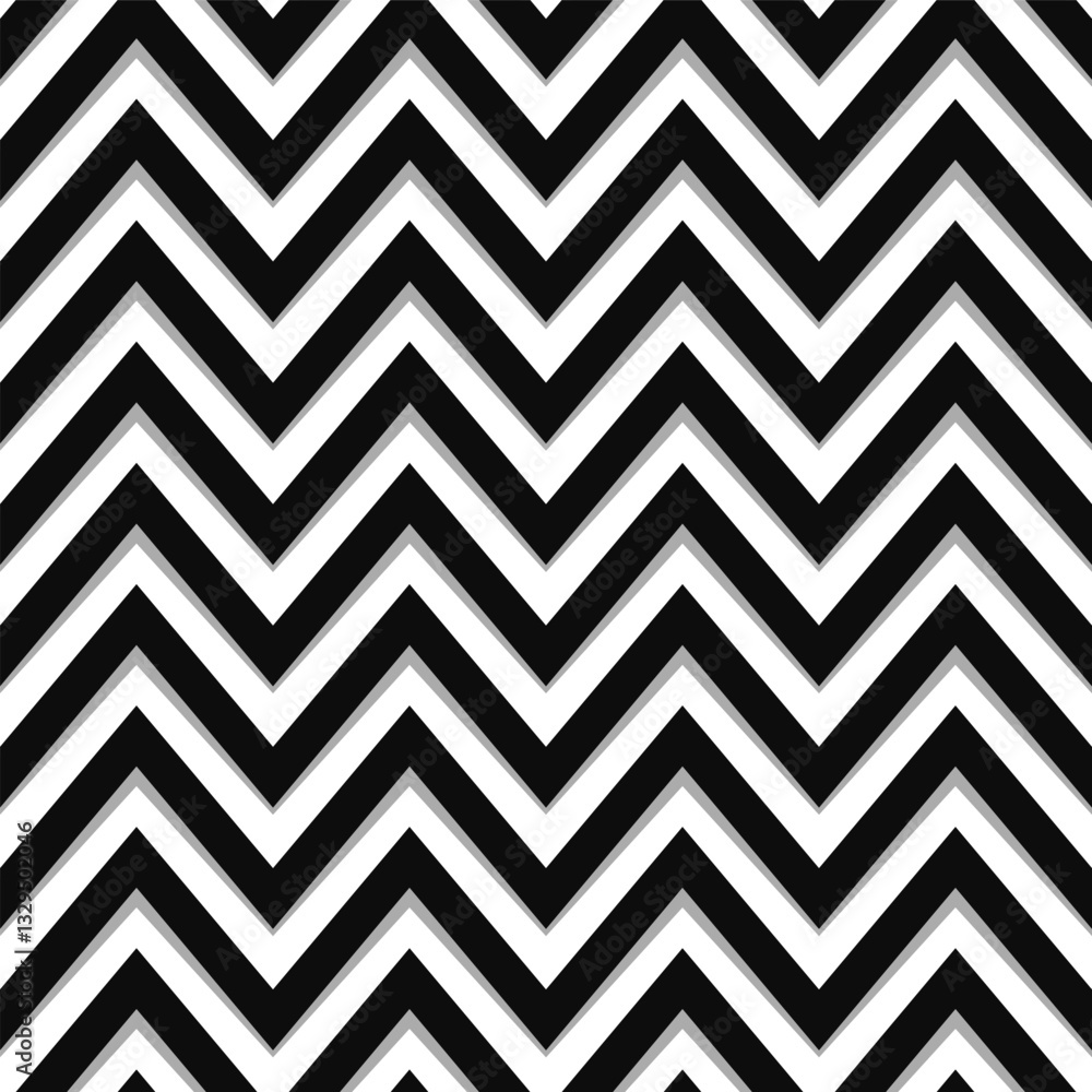 Poster black and white seamless zig zag pattern with 3d effect for textile design