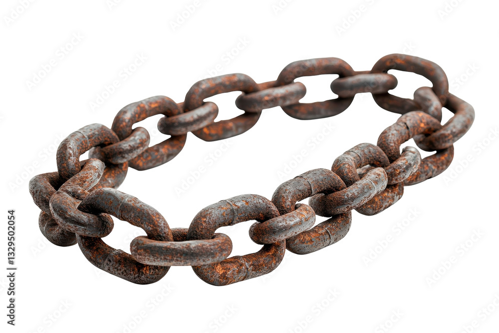 Poster a weathered rusty chain forming an incomplete circle, hinting at broken bonds and lost connections a