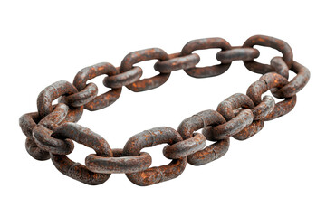 Obraz premium A Weathered Rusty Chain Forming An Incomplete Circle, Hinting At Broken Bonds And Lost Connections Against A Stark Isolated on Transparent Background