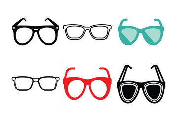Collection of Different Eyeglass and Sunglasses Styles silhouette vector