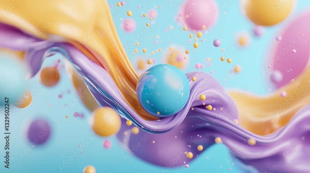 Poster captivating digital artwork featuring a mesmerizing display of colorful fluid motion and ethereal sw