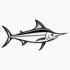 Obraz premium Marlin Fish vector silhouette, isolated white background