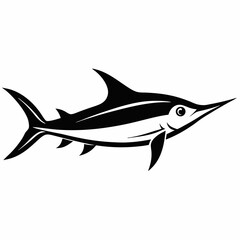 Obraz premium Marlin Fish vector silhouette, isolated white background