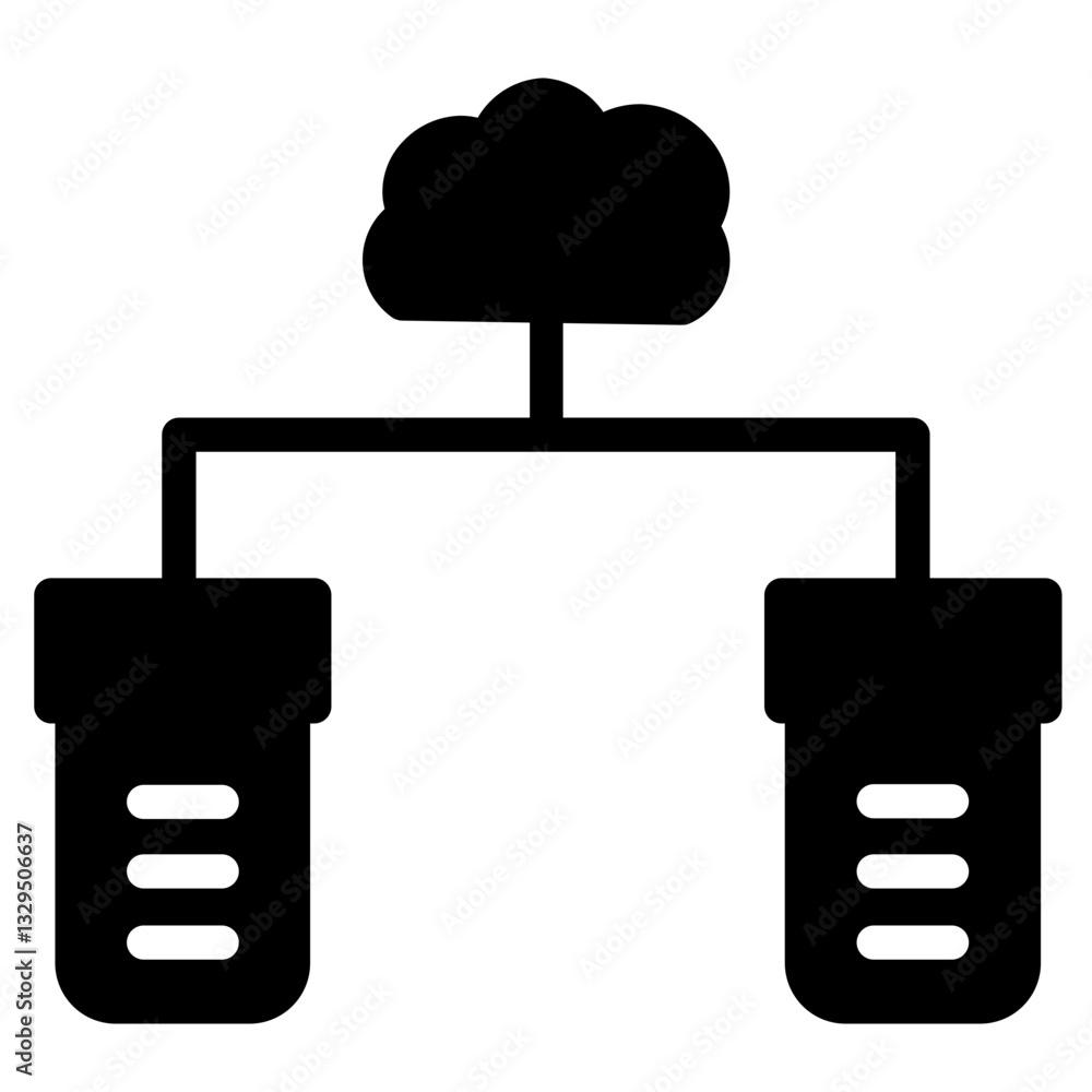 Poster cloud data database glyph icon