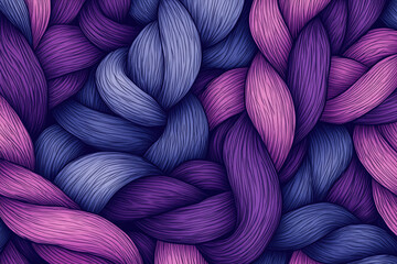 Intricate braid pattern in shades of purple, pink, and blue, creating a textured, woven design.