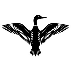 Fototapeta premium Flight of the Black Duck: A Monochromatic Silhouette
