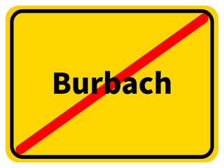 Illustration eines Stadtausgangsschildes von Burbach, einer Gemeinde des Kreises Siegen-Wittgenstein im Siegerland