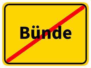 Illustration eines Stadtausgangsschildes von Bünde, einer Gemeinde des Kreises Herford