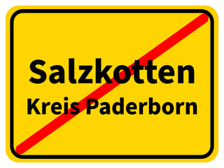Illustration eines Stadtausgangsschildes von Salzkotten, einer Gemeinde des Kreises Paderborn