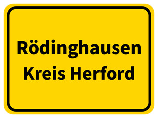 Illustration eines Stadteingangsschildes von Rödinghausen, einer Gemeinde des Kreises Herford
