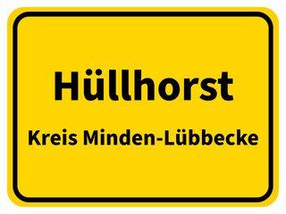 Obraz premium Illustration eines Stadteingangsschildes von Hüllhorst, einer Gemeinde des Kreises Minden-Lübbecke