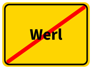 Illustration eines Stadtausgangsschildes von Werl, einer Gemeinde des Kreises Soest