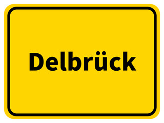 Illustration eines Stadteingangsschildes von Delbrück, einer Gemeinde des Kreises Paderborn