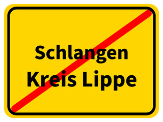 Illustration eines Stadtausgangsschildes von Schlangen, einer Gemeinde des Kreises Lippe