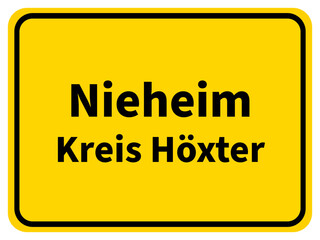 Illustration eines Stadteingangsschildes von Nieheim, einer Gemeinde des Kreises Höxter