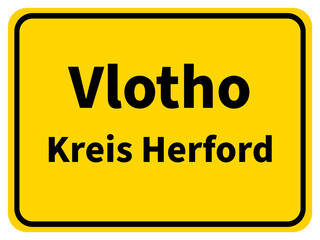 Illustration eines Stadteingangsschildes von Vlotho, einer Gemeinde des Kreises Herford