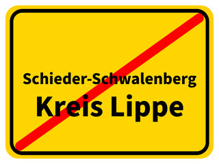 Illustration eines Stadtausgangsschildes von Schieder-Schwalenberg, einer Gemeinde des Kreises Lippe