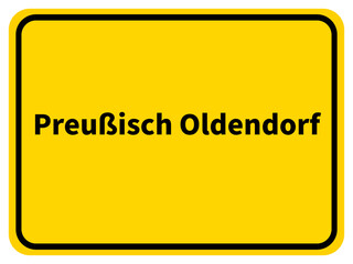 Illustration eines Stadteingangsschildes von Preußisch Oldendorf, einer Gemeinde des Kreises Minden-Lübbecke