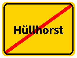 Illustration eines Stadtausgangsschildes von Hüllhorst, einer Gemeinde des Kreises Minden-Lübbecke