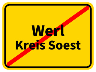 Illustration eines Stadtausgangsschildes von Werl, einer Gemeinde des Kreises Soest