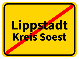Illustration eines Stadtausgangsschildes von Lippstadt, einer Gemeinde des Kreises Soest