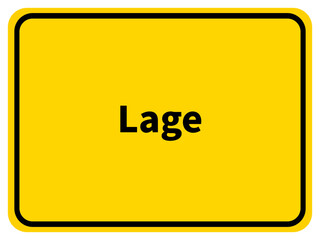 Illustration eines Stadteingangsschildes von Lage, einer Gemeinde des Kreises Lippe