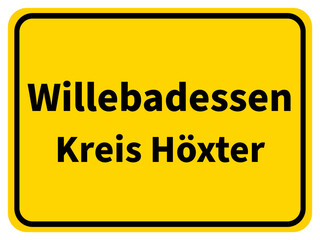 Illustration eines Stadteingangsschildes von Willebadessen, einer Gemeinde des Kreises Höxter