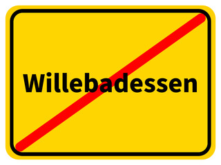 Illustration eines Stadtausgangsschildes von Willebadessen, einer Gemeinde des Kreises Höxter
