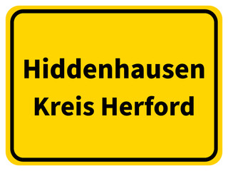 Illustration eines Stadteingangsschildes von Hiddenhausen, einer Gemeinde des Kreises Herford