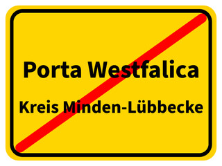Illustration eines Stadtausgangsschildes von Porta Westfalica, einer Gemeinde des Kreises Minden-Lübbecke