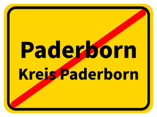 Illustration eines Stadtausgangsschildes von Paderborn, einer Gemeinde des Kreises Paderborn