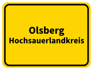 Fototapeta premium Illustration eines Stadteingangsschildes von Olsberg, einer Gemeinde des Hochsauerlandkreis im Sauerland